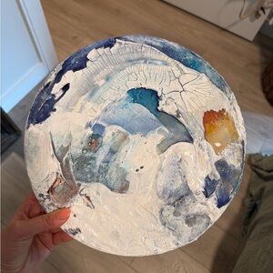 Abstract Blue and White Art Plate